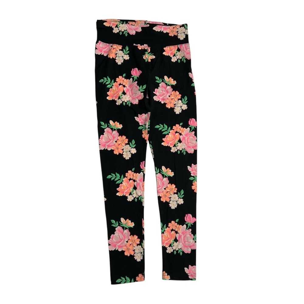 Justice Black and Pink Floral Leggingsā